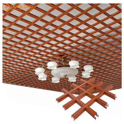 Soundproof Latticed Grille Suspended Metal Ceiling Akzo Nobel Powder Coating / False Grille Ceiling