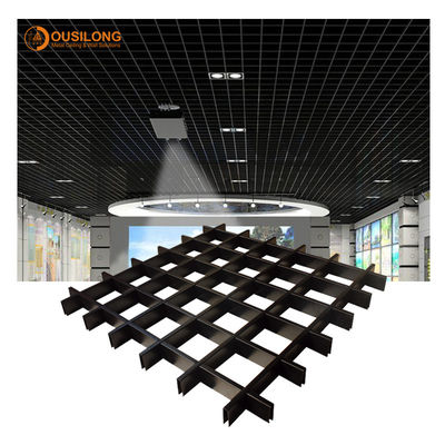 Soundproof Latticed Grille Suspended Metal Ceiling Akzo Nobel Powder Coating / False Grille Ceiling