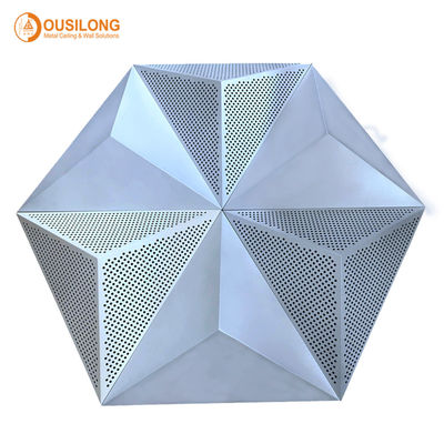 Decorative Pressed Snap Clip In 3D Triangle Ceiling Acoustical Special Design Suspended Metal Panel