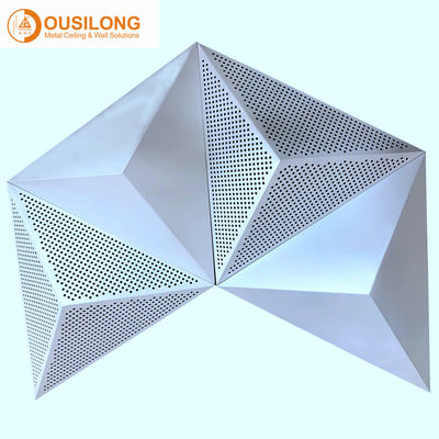 Decorative Pressed Snap Clip In 3D Triangle Ceiling Acoustical Special Design Suspended Metal Panel