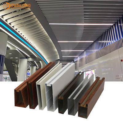 Interior Metal Dropped In Linear Metal Ceiling , Suspending Aluminium Profile Cathedral Ceiling