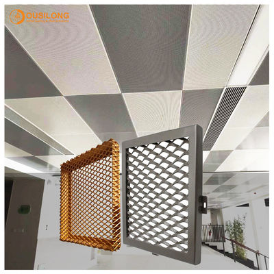 Metal Mesh Commercial Ceiling Tiles for building decoration Aluminum Grid Plate