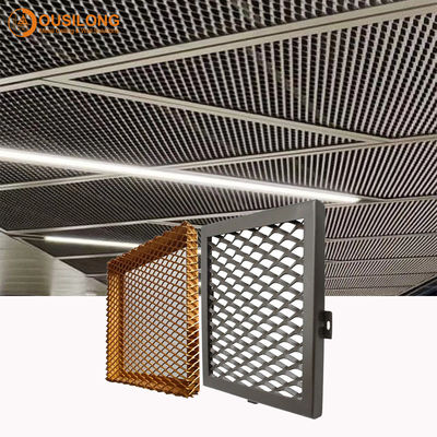 Interior Galvanized Iron Wire Expanded Metal Mesh Ceiling / Silver Suspended Aluminium Panel
