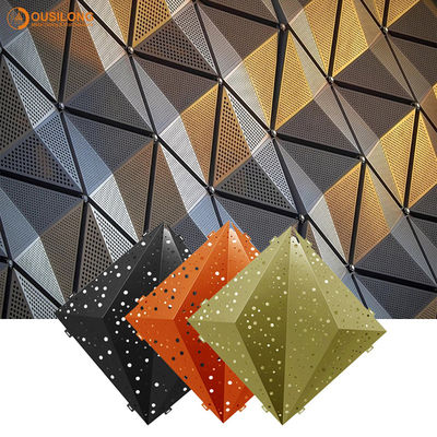 Metal Interior 3D Triangle Clip In Ceiling for Hall , Silver White Concealed Suspended Aluminium False Ceiling