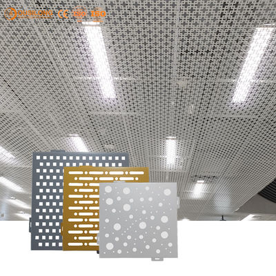 Interior suspended metal ceiling customized artistic perforated aluminum ceiling panel for Stadium