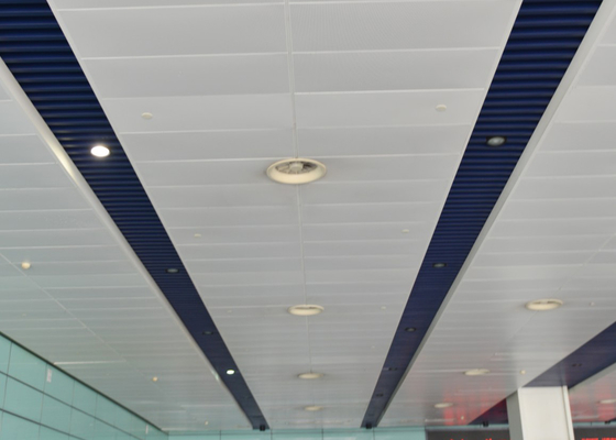 Indoor Decoration Aluminum Suspended Strip Ceiling Panel Beveled Edge Eco-friendly