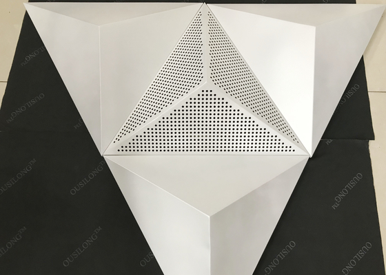 Metal Interior 3D Triangle Clip In Ceiling for Hall , Silver White Concealed Suspended Aluminium False Ceiling