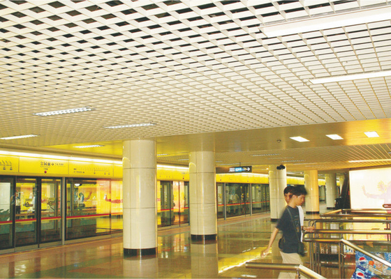 indoor Square Metal Grid Ceiling film coating / metro grille ceiling anti - corrosion