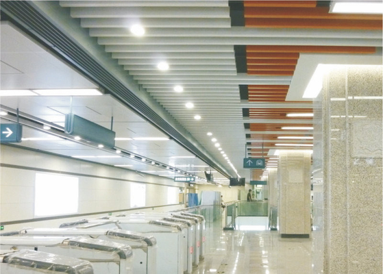 Suspended Square Tube Linear Metal Ceiling For Decoration , Fireproof Aluminum Strip Ceiling