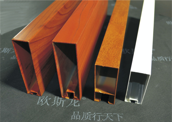 Decorative Wooden Strip Metal Ceiling Tile , Fireproof Square Tube Strip Ceiling