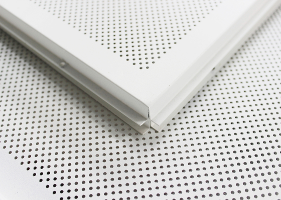White Perforated Lay In Ceiling Tiles 2 x 2 , Metal Ceiling Tiles For Train station