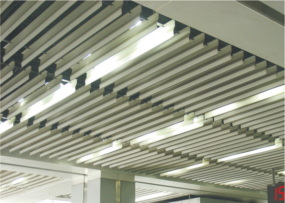 Custom Made Decorative Suspended White Aluminium Baffle Ceiling ,  Architectural False Linear Metal Ceiling