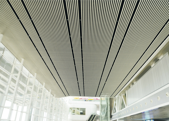 J Shaped Plug in Blade Suspended Metal Ceiling Tiles Modern For Shopping Centre