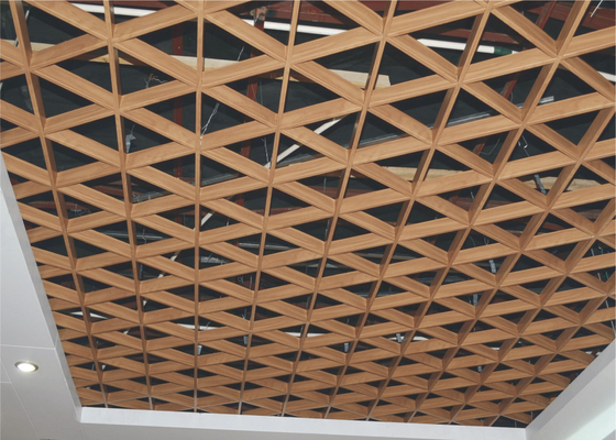 durable Green Gallery Triangular Metal Grid Ceiling / decorative metal building materials