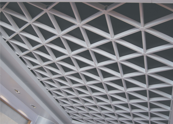 durable Green Gallery Triangular Metal Grid Ceiling / decorative metal building materials