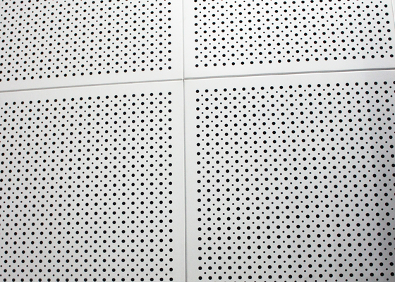 Round Hole Perforated Metal Office Ceiling Tiles , T bar Metallic False Ceiling