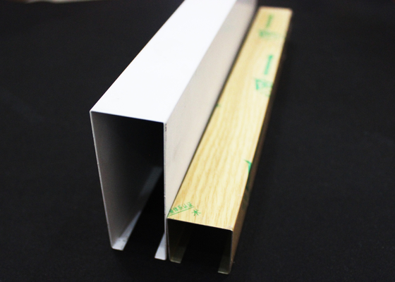 Commercial Aluminum Linear Drop Down Ceiling Tiles U-shaped With 0.8mm Thickness