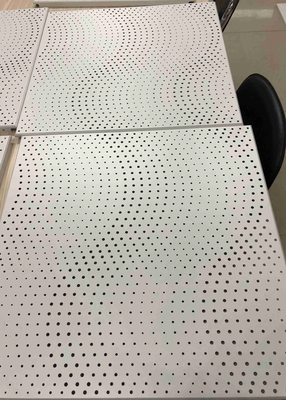 CE Acoustic Ceiling Tiles White Color Wave Perforation Aluminium Clip In Ceiling For Hotel