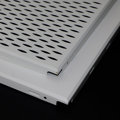 Fireproof Clip In Ceiling Panel , 600*600 Large Aluminum Plafond Perforated Metal Tiles