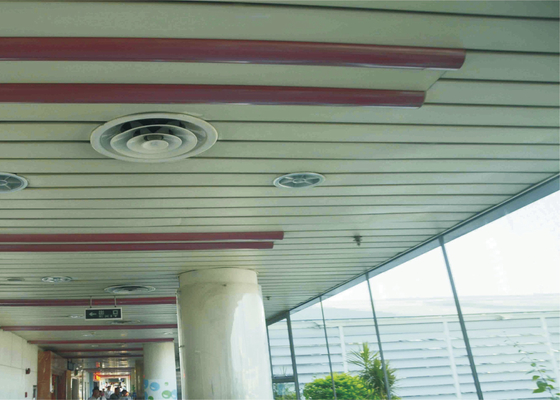 Plain Beveled Edge Decorative Aluminium Strip Ceiling Windproof Ceiling for Station