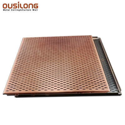 Metallic Copper Acoustical Suspended Ceiling Easy Installation Golden Color Metal Square Ceiling