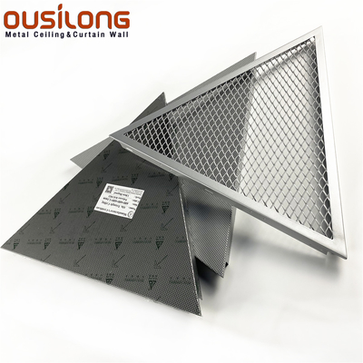 Acoustical Triangle Aluminum / Aluminium Mesh Clip Snap in Ceiling Panel Framed Trianguler Ceiling