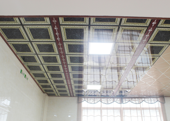 Small Check Suspending Artistic Ceiling Tegular Tiles for Home Spatial Pattern