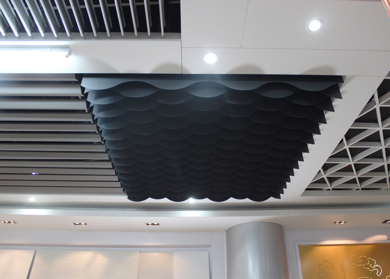 Custom Color Strip Commercial Ceiling Tiles / Waved shaped Blade Ceiling