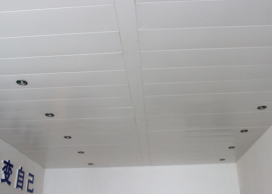 RAL 9010 Powder Coating Aluminium Strip Ceiling , Decorative Office Building Ceiling Tiles