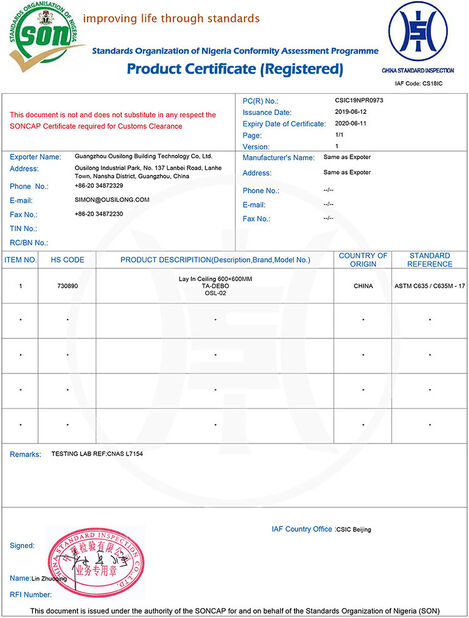 China Guangzhou Ousilong Building Technology Co., Ltd certification