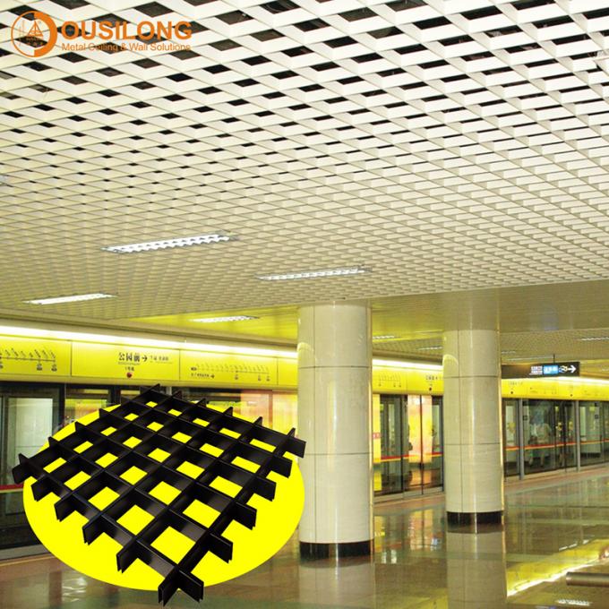 White Powder Coated 625x625mm Aluminum 0.5mm Metal Grid Ceiling With